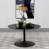 Coaster Fine Furniture 709688 Ganso - Round Metal Coffee Table With Tempered Glass Top - Black