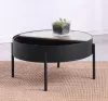 Coaster Fine Furniture 707898 Ozella - Round Coffee Table With Hidden Storage Sandy - Black