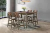 New Classic 45-D1651-DR4GC New Classic 45-D1651-DR4GC Oscar - Counter Wood Table - Walnut With 4 Gray Cushion Chairs - Brown / Gray