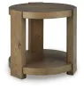 Ashley Furniture T553-6 Flangren - Round End Table - Light Brown
