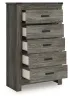 Ashley Furniture B4480/21/26/46/87/84/86 Ashley Furniture B4480/21/26/46/87/84/86 Frandern - 6 Pc. - Dresser, Mirror, Chest, Full Panel Bed - Black / Gray