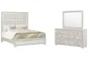 Pulaski Furniture P269-BR-K1-KIT3 Pulaski Furniture P269-BR-K1-KIT3 Camila - Queen Upholstered Bed And Drawer Dresser With Mirror - Creamy White