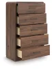 Ashley Furniture PCB386-46 Fortlorn - Five Drawer Chest - Walnut Brown