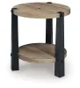 Ashley Furniture T518-6 Ridgester - Round End Table - Light Brown / Black