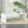 CoasterEssence 703798 Airell - Rectangular Coffee Table With Shelf - White High Gloss