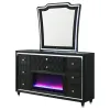 Coaster Fine Furniture 223163FBM Lorient - 8-Drawer LED Flame Box Dresser And Mirror - Black