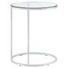 CoasterEveryday 902927 Kyle - Oval Glass Top C-Shaped Sofa Side Table - Chrome