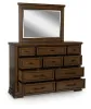 Ashley Furniture B849B1 Taffenbrook - Dresser And Mirror - Medium Brown