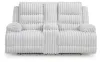 Ashley Furniture PC4280496 Rhines Falls - Double Reclining Power Loveseat With Console - Alloy