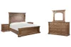 Pulaski Furniture BP444-170QN-KIT4 Pulaski Furniture BP444-170QN-KIT4 Gallant Grove - Queen Panel Bed, 2 Nightstands And Drawer Dresser With Landscape Mirror - Brown