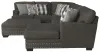 Jackson Furniture Industries 5473/62/30/76/28-58 Crawford - 3 Piece Sectional With RSF Chaise, 10 Included Accent Pillows And Cocktail Ottoman - Dark Gray