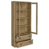Coaster Fine Furniture 953479 Hawthorne - 4-Shelf Glass Door Tall Cabinet With Drawers - Mango