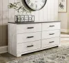 Ashley Furniture EB4121-231 Shawburn - Six Drawer Dresser - Pewter-tone pulls - White / Black / Gray