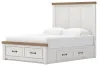 Ashley Furniture B4615B16 Savonport - Queen Panel Storage Bed With Storage Footboard And 2 Under Bed Storage Units - White / Brown