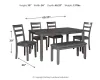 Ashley Furniture D383-325 Bridson - RECT DRM Table Set (Set of 6) - Gray
