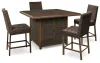 Ashley Furniture P750P5 Paradise Trail - 5 Pc. - Outdoor Counter Height Dining Table With 4 Barstools - Medium Brown