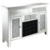 CoasterElevations 183627 Melinda - 2-Door LED Mirrored Wine Storage Bar Cabinet - Silver