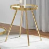 CoasterEssence 723917 Kaelyn - Round Mirror Top End Table - Gold
