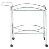 CoasterEveryday 910077 Shadix - 2-Tier Rectangular Glass Shelf Metal Bar Cart - Chrome