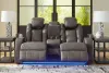 Ashley Furniture 3660218 Ashley Furniture 3660218 Fyne-Dyme - Power Reclining Loveseat with Console/Adj Hdrst - Shadow