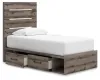Ashley Furniture PCB2405B19 Graystorm - Twin Panel Bed With Storage - Brown Gray