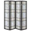 CoasterEveryday 4407 Catabella - 4-Panel Room Divider Folding Shoji Screen Floral - Black