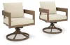 Ashley Furniture P671-602A Serene Bay - Swivel Chair With Cushion (Set of 2) - Dark Brown / White