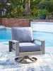 Ashley Furniture PCP418-821 Half Moon Beach - Swivel Lounge With Cushion - Blue / Gray