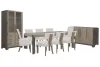 Pulaski Furniture P402240-KIT76 Pulaski Furniture P402240-KIT76 Anderson Park - Leg Dining Table With 6 Klismos Dining Chairs, 2 Upholstered Arm Chairs, Sideboard And China Cabinet - Moose Trail / Frontier Brown
