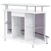 CoasterEssence 182235 Gideon - Curved Glass Top Home Bar Cabinet - White High Gloss