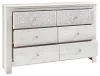 Ashley Furniture B181-31 Paxberry - Six Drawer Dresser - Medallion Drawer Pulls - Whitewash