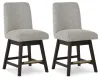 Ashley Furniture D984-124 Burkhaus - Upholstered Swivel Barstool (Set of 2) - Beige / Dark Brown