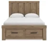 Ashley Furniture PCB2844B4 Oliandon - Queen Panel Storage Bed - Light Brown