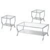 Coaster Fine Furniture 720338-S3 Saide - 3 Piece Glass Top Coffee And End Table Set - Chrome