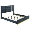 Coaster Fine Furniture 223091NVYQ-S5 Ines - 5 Piece Queen Bedroom Set - Navy And White High Gloss
