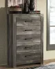 Ashley Furniture B440/31/36/46/67N/64/98/62 Wynnlow - 7 Pc. - Dresser, Mirror, Chest, Queen Upholstered Poster Bed - Gray