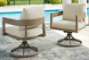 Ashley Furniture P671-602A Serene Bay - Swivel Chair With Cushion (Set of 2) - Dark Brown / White