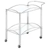 CoasterEveryday 910077 Shadix - 2-Tier Rectangular Glass Shelf Metal Bar Cart - Chrome