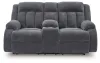 Ashley Furniture PC2140596 Observation - Double Reclining Power Loveseat With Console - Steel