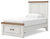 Ashley Furniture B4615B5 Ashley Furniture B4615B5 Savonport - Twin Panel Storage Bed With Storage Footboard - White / Brown
