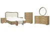 Pulaski Furniture BP432-170QN-KIT18 Pulaski Furniture BP432-170QN-KIT18 Leeza - Queen Upholstered Panel Bed, 2 Nightstands, Drawer Dresser With Mirror, Drawer Chest And Bench - Brown