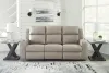 Ashley Furniture 6330789 Lavenhorne - Rec Sofa W/Drop Down Table - Pebble