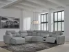Ashley Furniture 65906S20 Ashley Furniture 65906S20 Modmax II - 7-Piece Power Reclining Sectional With LAF Press Back Power Chaise And Audio Consoles - Salt And Pepper