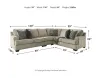 Ashley Furniture 56103/55/46/49/11 Ashley Furniture 56103/55/46/49/11 Bovarian - 4 Pc. - Left Arm Facing Loveseat 3 Pc Sectional, Ottoman - Stone