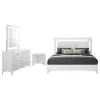Coaster Fine Furniture 215791Q-S4 Cassia - 4 Piece Queen LED Bedroom Set - White High Gloss