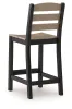 Ashley Furniture PCP221-113 Shoreline Beach - Outdoor Counter Table And 2 Barstools (Set of 3) - Black / Beige