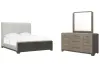 Pulaski Furniture P402-BR-K1-KIT3 Pulaski Furniture P402-BR-K1-KIT3 Anderson Park - Queen Upholstered Panel Bed And Drawer Dresser With Mirror - Moose Trail / Frontier Brown