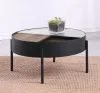 Coaster Fine Furniture 707898 Ozella - Round Coffee Table With Hidden Storage Sandy - Black