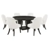 Coaster Fine Furniture 115390-S7 Leandro - 7 Piece Round Dining Table Set - Cream / Burnished Black