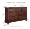 Ashley Furniture B697/31/36/57/54/96 Ashley Furniture B697/31/36/57/54/96 Porter - 5 Pc. - Dresser, Mirror, Queen Panel Bed - Rustic Brown